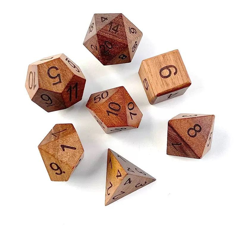 Wood Natural Polyhedral Dice Set