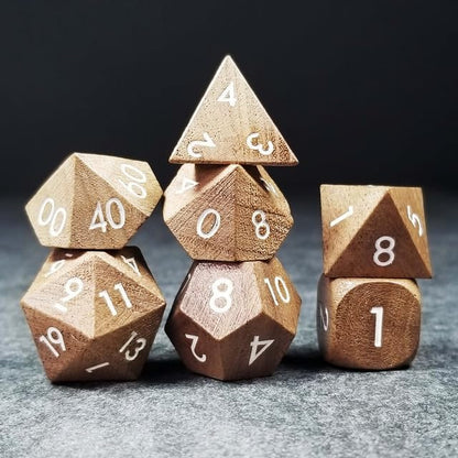 Wood Natural Polyhedral Dice Set