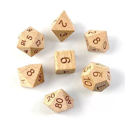 Wood Natural Polyhedral Dice Set